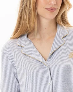 Pyjama Garance gris chiné/blanc-Le Chat Discount