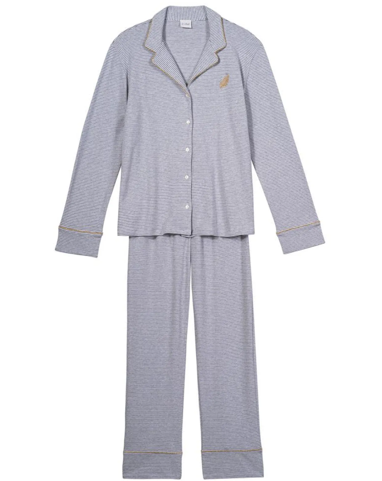 Pyjama Garance gris chiné/blanc-Le Chat Discount