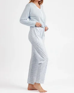 Pyjama Haut à manches longues & Pantalon Aria bleu ciel-Admas Classic