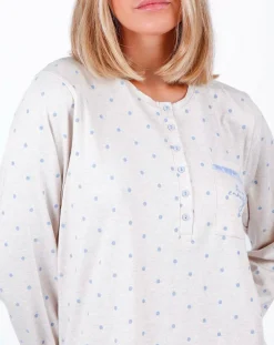 Pyjama Haut à manches longues & Pantalon Seraphina gris clair-Admas Classic Best