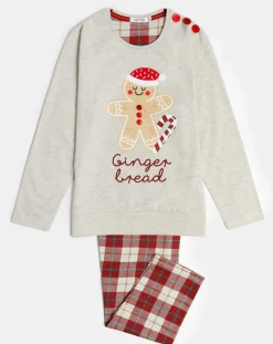 Pyjama haut à manches longues & pantalon gris/rouge-Admas Discount