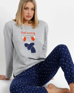 Pyjama haut à manches longues & pantalon gris/bleu marine-Mr Wonderful Best