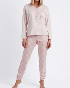 Femme Admas Classic Lingerie, Nuit^Pyjama Haut à manches longues & Pantalon Orla rose