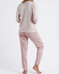 Femme Admas Classic Lingerie, Nuit^Pyjama Haut à manches longues & Pantalon Orla rose