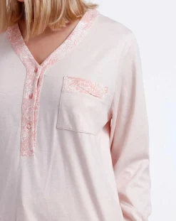 Femme Admas Classic Lingerie, Nuit^Pyjama Haut à manches longues & Pantalon Orla rose