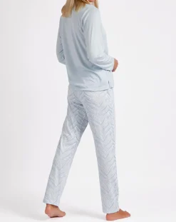 Pyjama Haut à manches longues & Pantalon Meera bleu ciel-Admas Classic