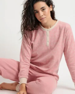 Femme Admas Lingerie, Nuit^Pyjama patte de boutonnage Love to Love B rose