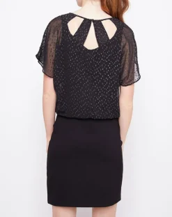 Robe 2 en 1 Plumetis argenté/noir-Esprit Hot