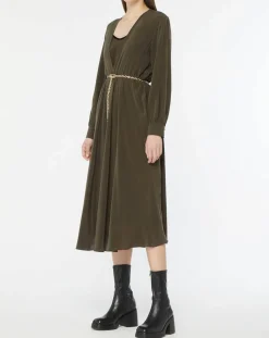 Robe 100% Soie Epsilon kaki-MaxMara Online