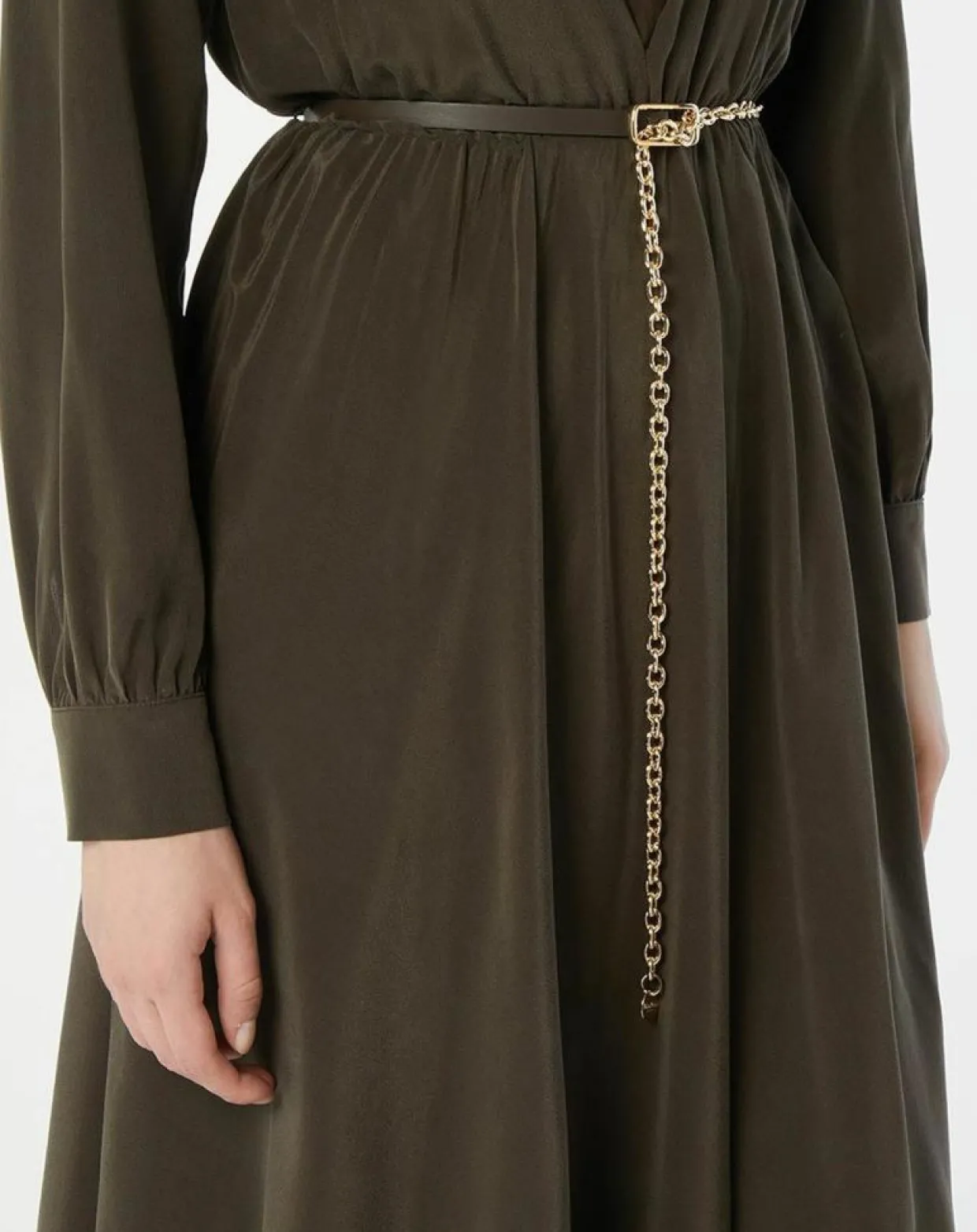 Robe 100% Soie Epsilon kaki-MaxMara Online