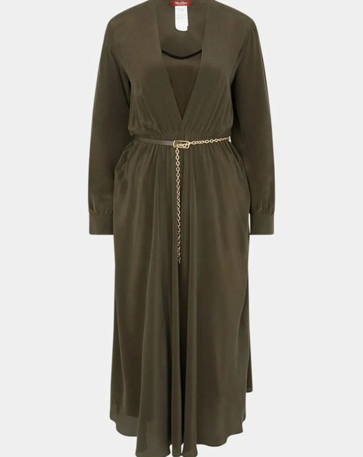 Robe 100% Soie Epsilon kaki-MaxMara Online