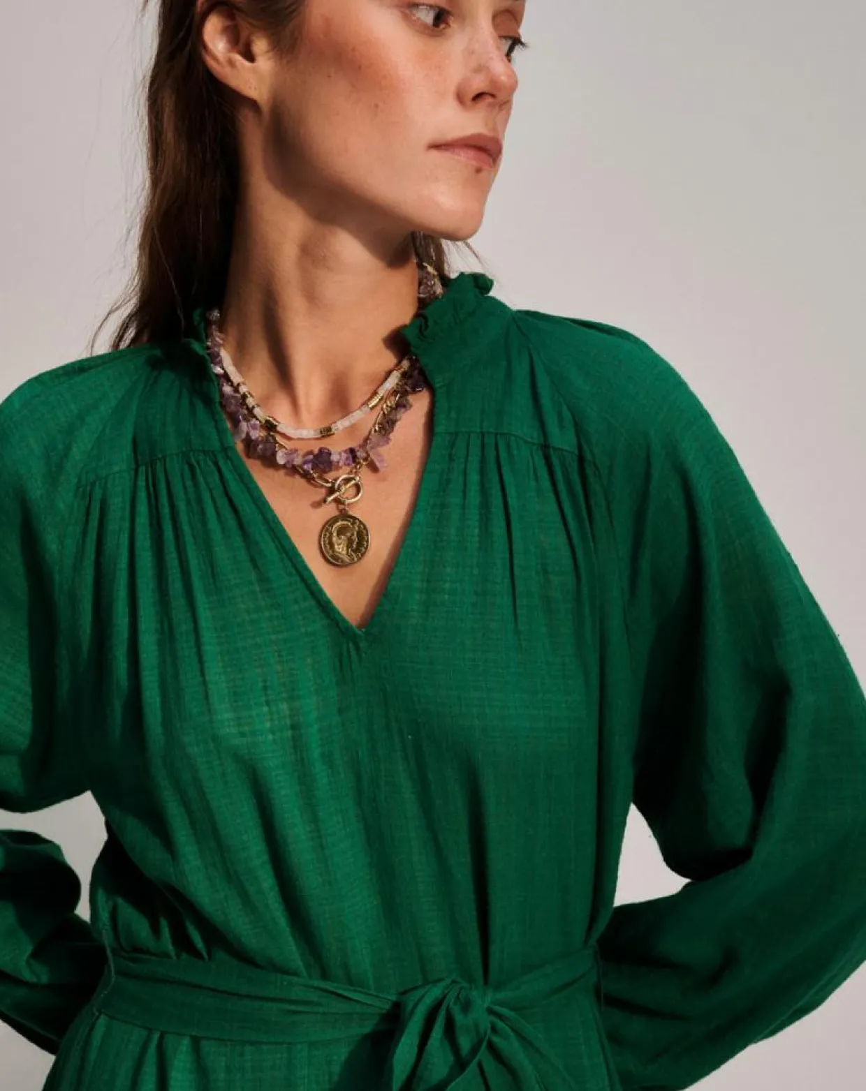 Robe à volants Olivia verte-Stella Forest