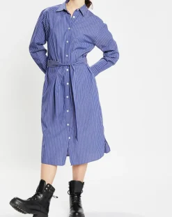 Robe Alix rayée blanc/bleu-Jodhpur Outlet