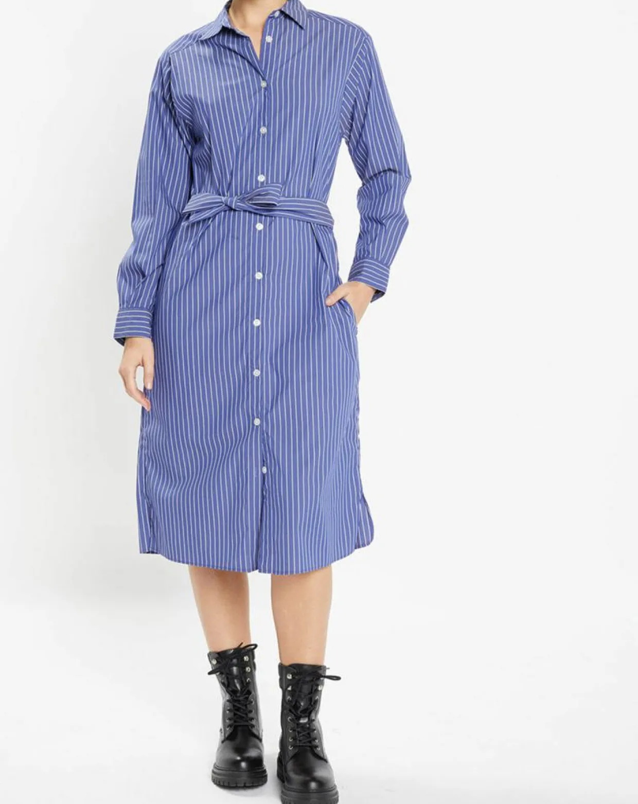 Robe Alix rayée blanc/bleu-Jodhpur Outlet