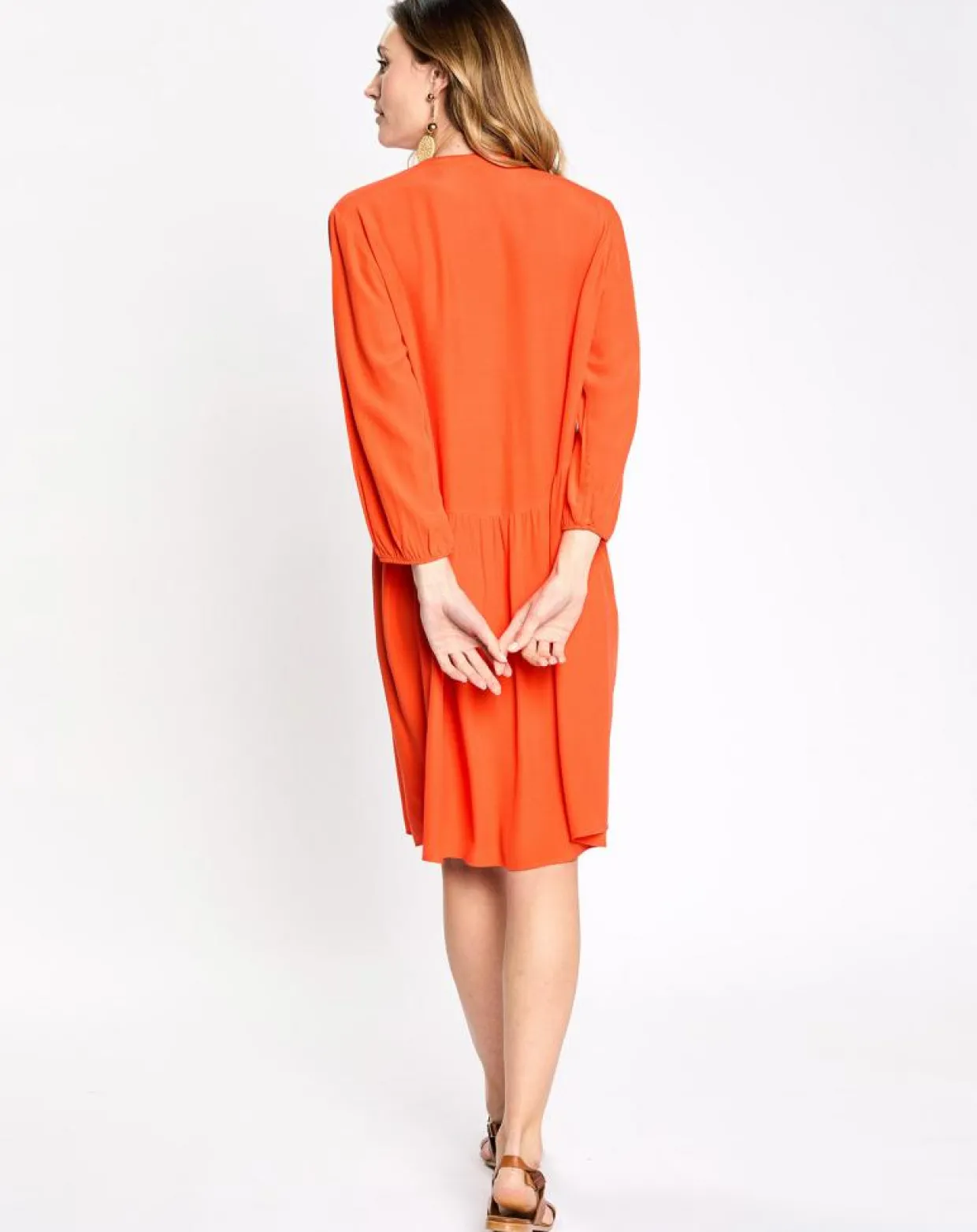 Robe babydoll à volant orange vif-Esprit Best