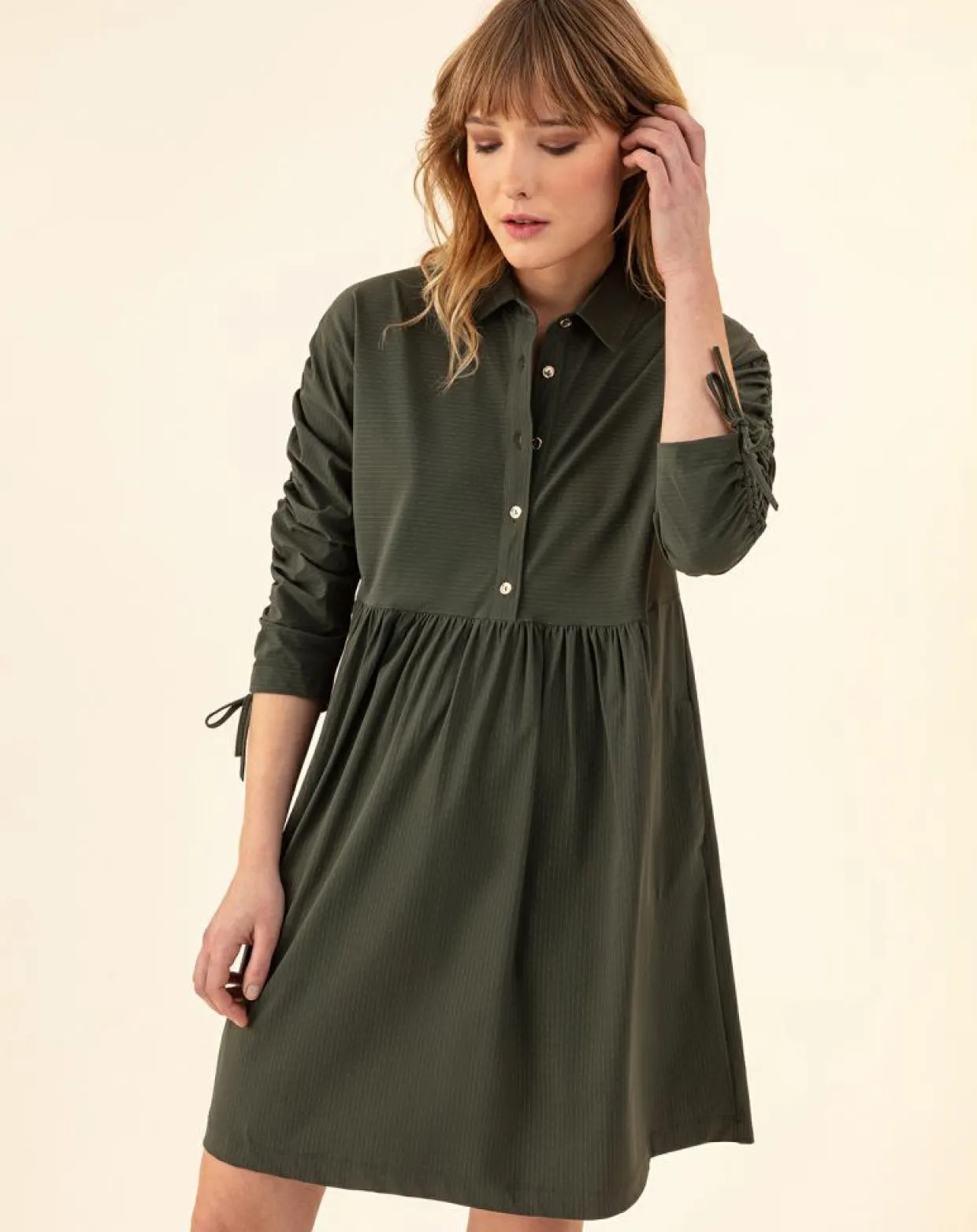 Robe Billy kaki rayure dorée-Indies New