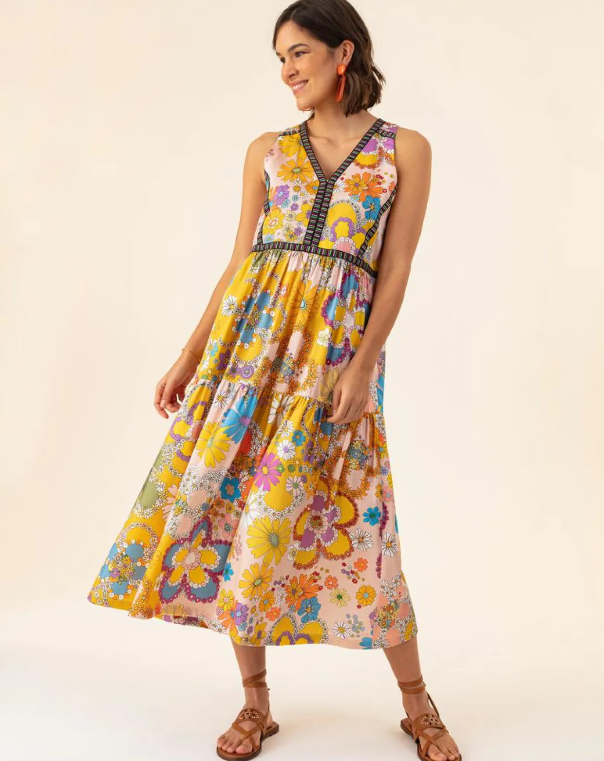 Femme Bleu Blanc Rouge Robes^Robe Capucine bouquet/pois