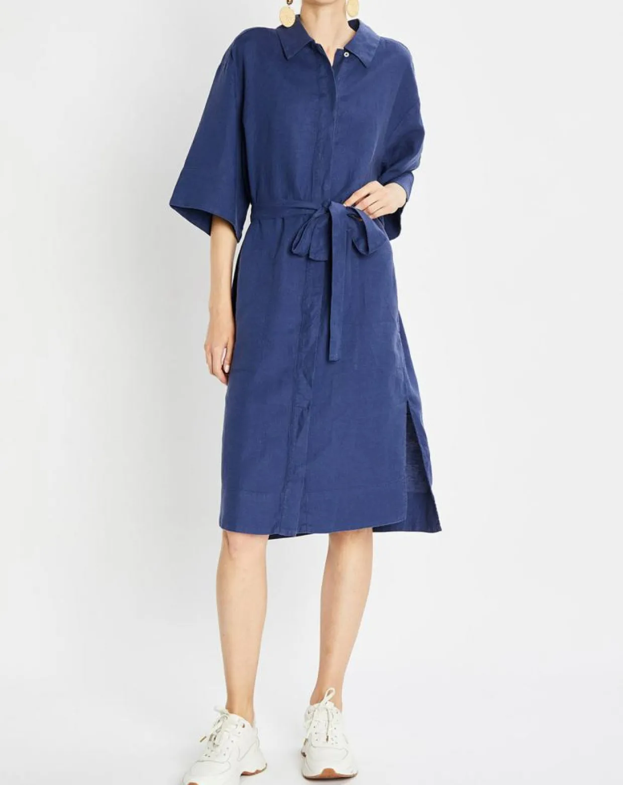 Femme Marc O'Polo Robes^Robe Chemise 100% Lin Mid bleu moyen