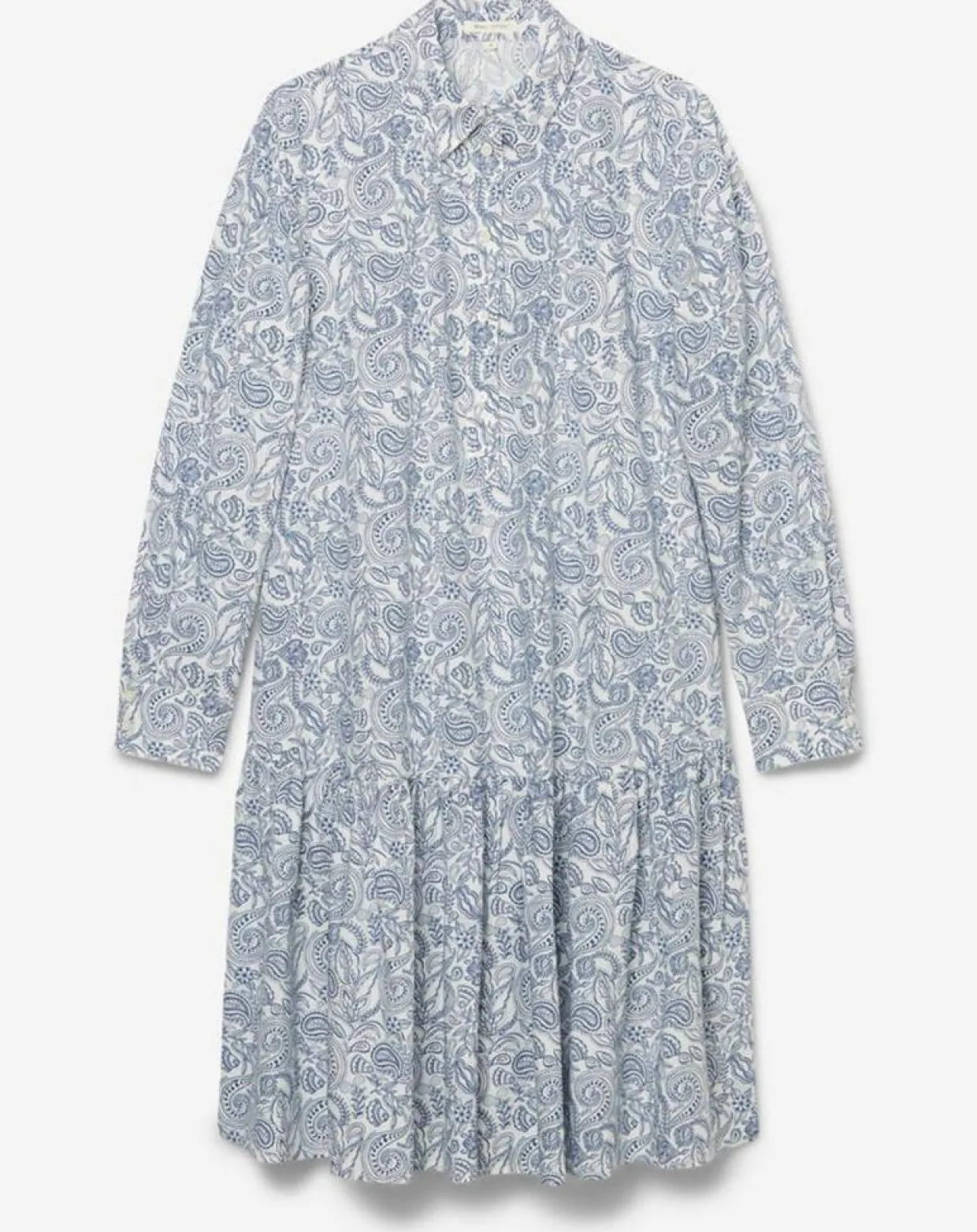 Robe chemise à volant imprimée bleu/blanc-Marc O'Polo Best