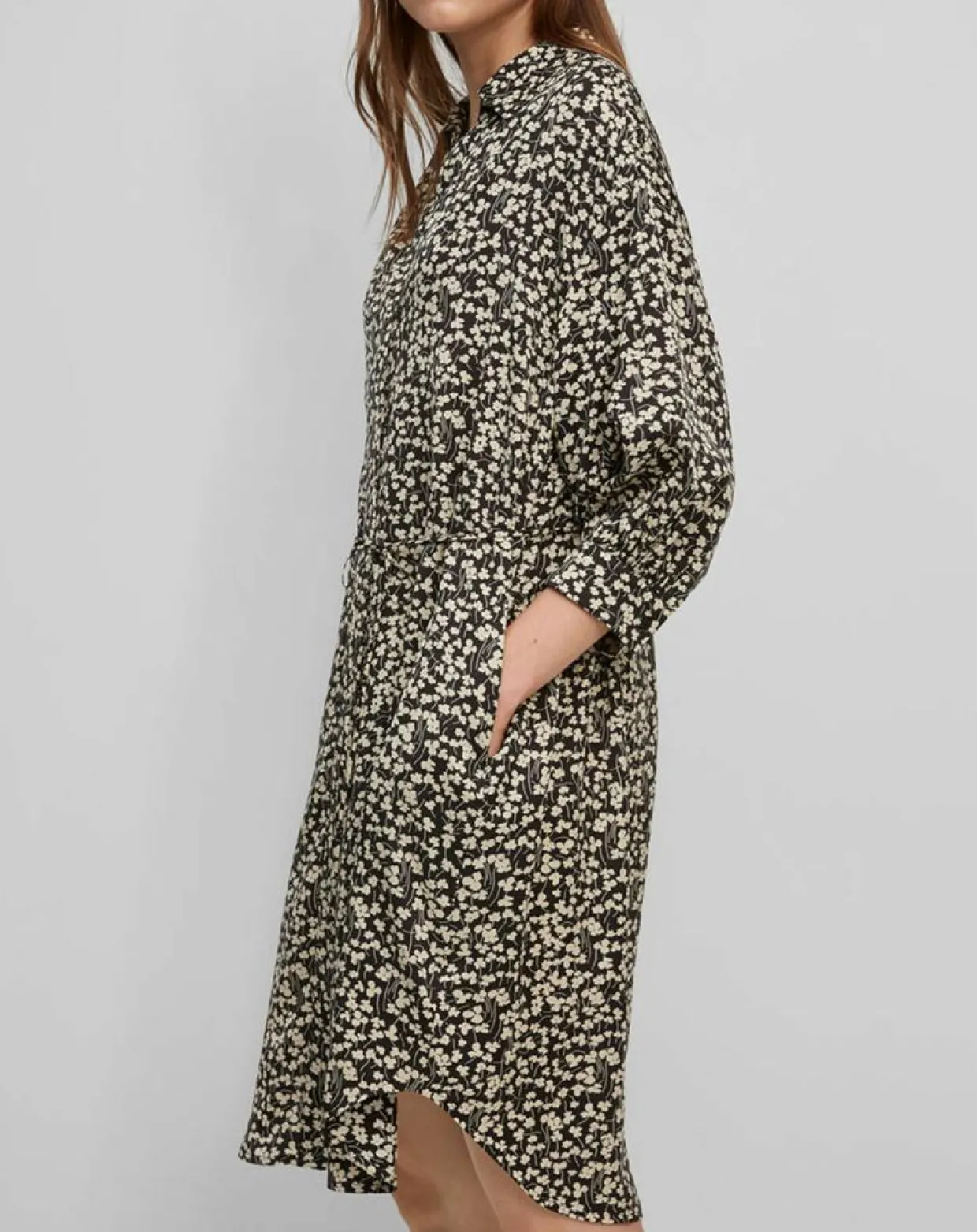 Robe Chemise ceinturé à fleurs noir/écru-Marc O'Polo New