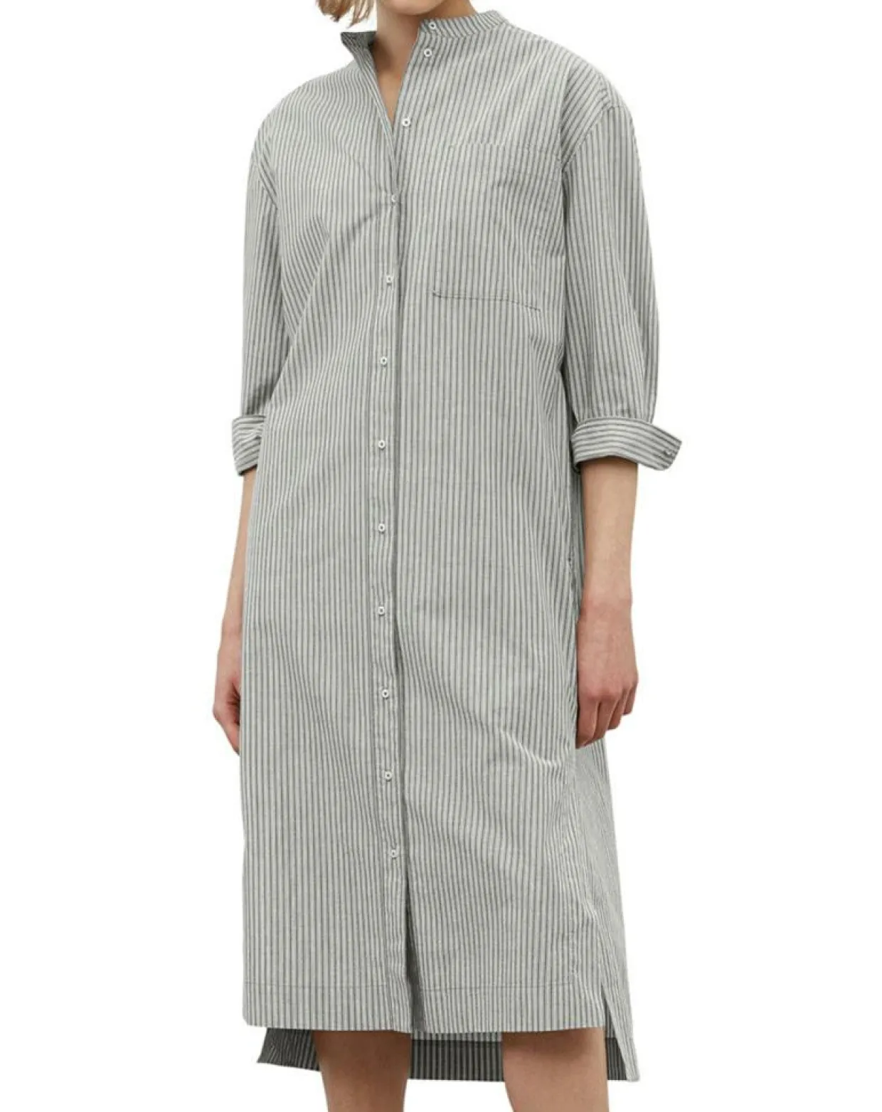 Femme Marc O'Polo Robes^Robe Chemise Col Mao Rayée Kl gris/blanc