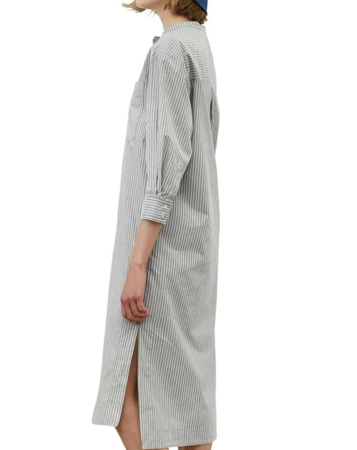 Femme Marc O'Polo Robes^Robe Chemise Col Mao Rayée Kl gris/blanc