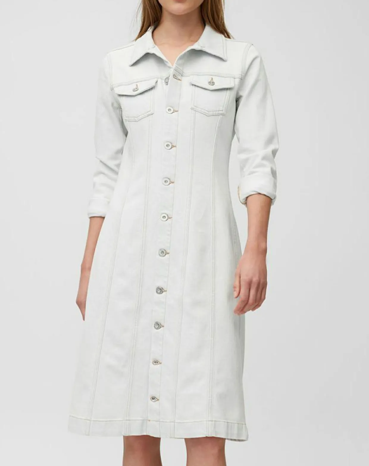 Femme Marc O'Polo Robes^Robe chemise en Jean cintrée bleu clair