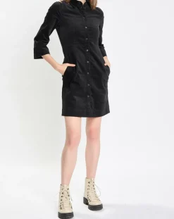 Robe Chemise en Velours lisse noire-Marc O'Polo Hot