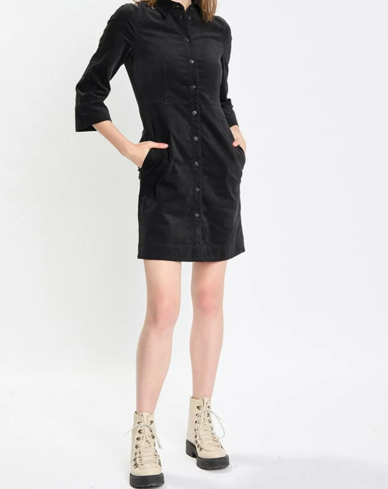 Robe Chemise en Velours lisse noire-Marc O'Polo Hot