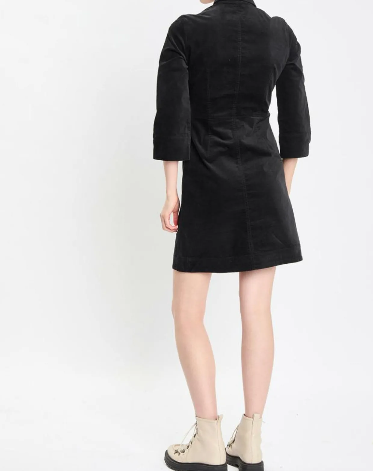 Robe Chemise en Velours lisse noire-Marc O'Polo Hot