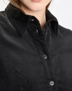Robe Chemise en Velours lisse noire-Marc O'Polo Hot