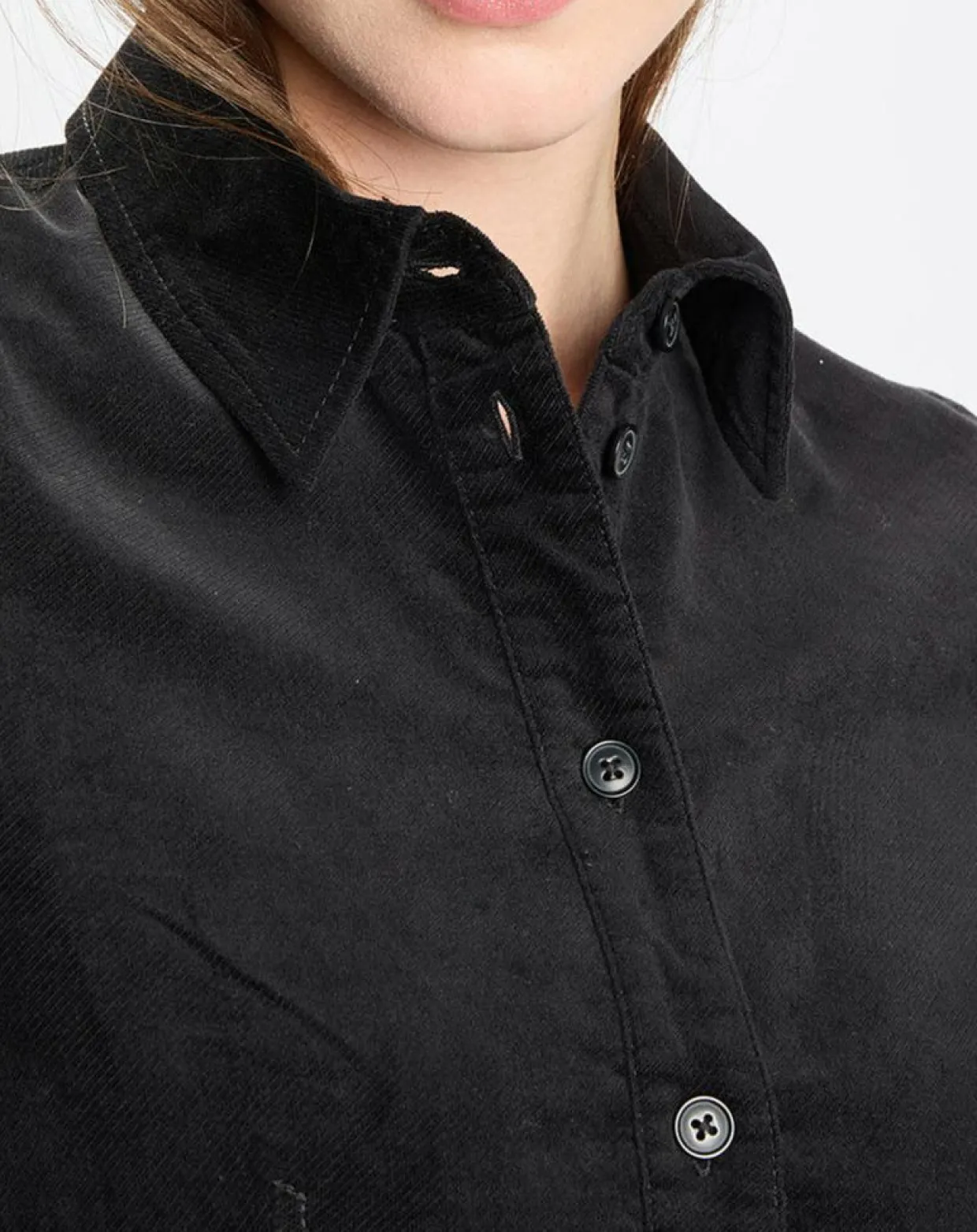 Robe Chemise en Velours lisse noire-Marc O'Polo Hot