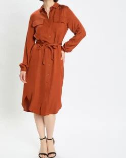 Femme Marc O'Polo Robes^Robe chemise orange