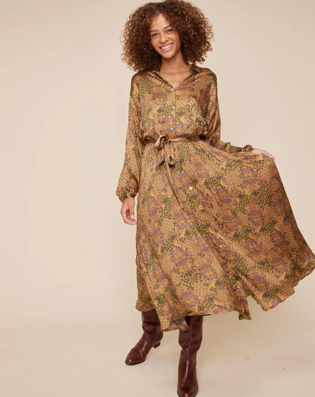 Femme Louizon Robes^Robe chemise Zélie imprimée camel
