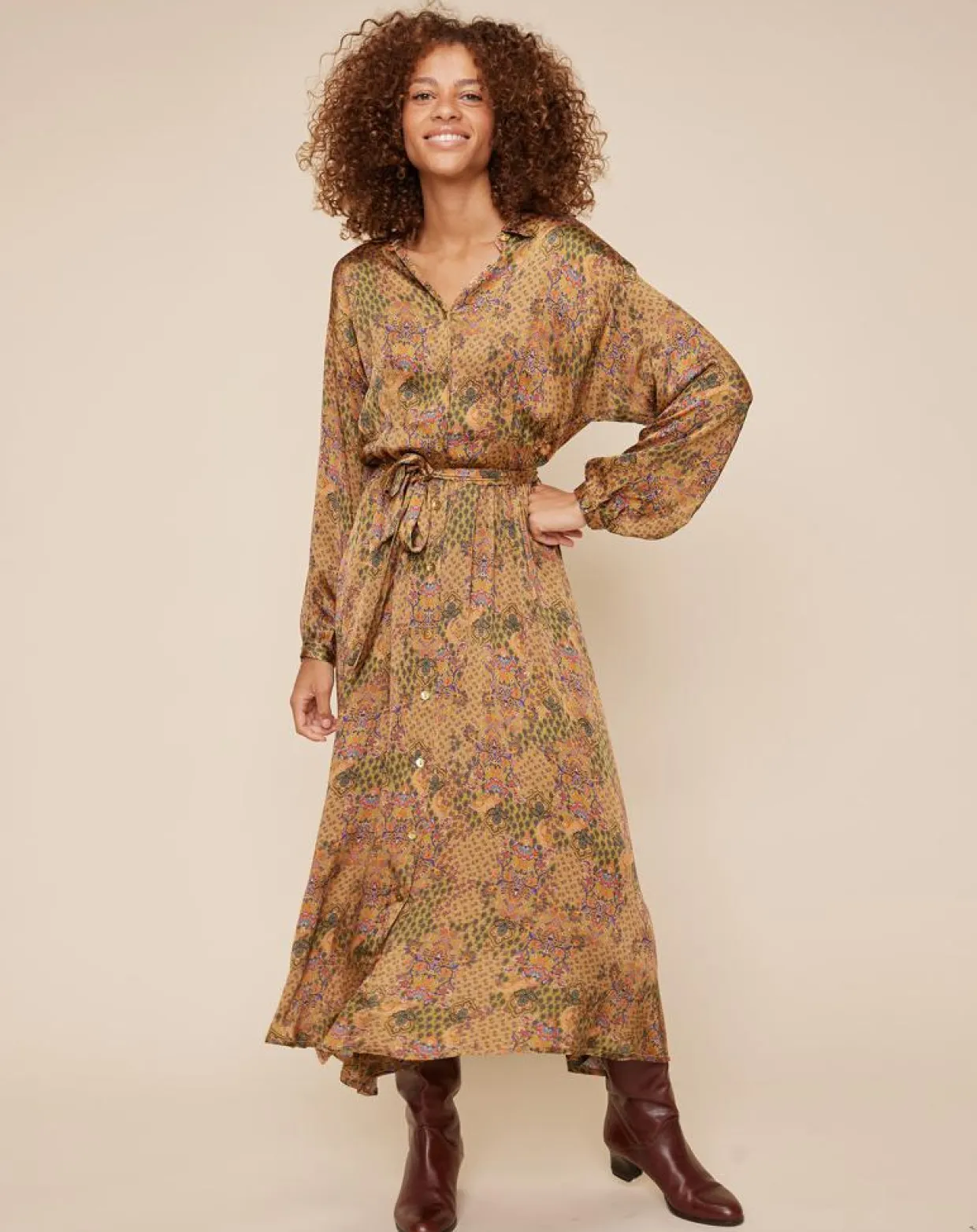 Femme Louizon Robes^Robe chemise Zélie imprimée camel