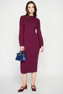 Robe col montant bordeaux-C&Jo Sale