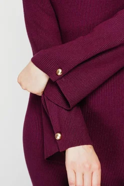 Robe col montant bordeaux-C&Jo Sale