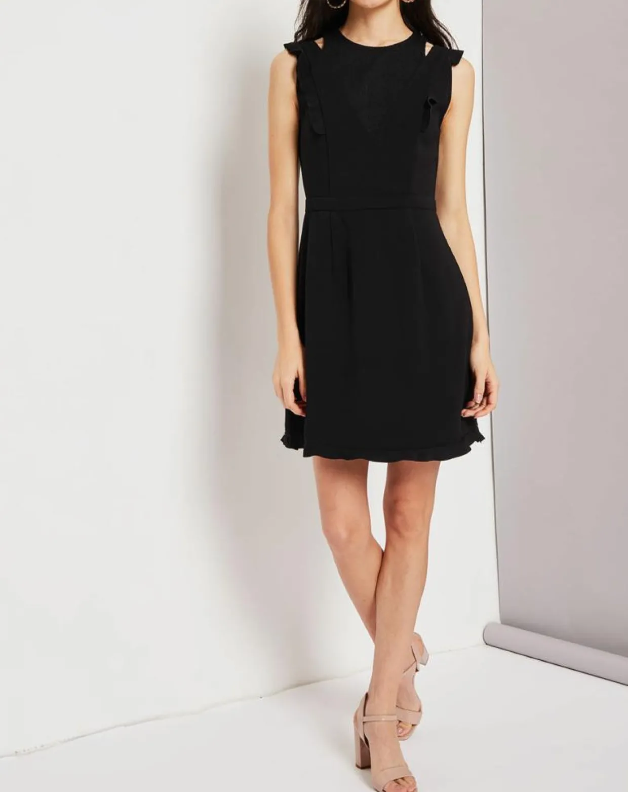 Femme Suncoo Robes^Robe Coleen à petits volants noire