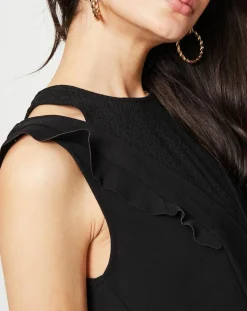 Femme Suncoo Robes^Robe Coleen à petits volants noire