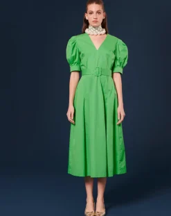Femme Tara Jarmon Robes^Robe Coton Biologique en popeline verte