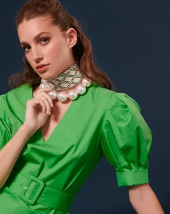Femme Tara Jarmon Robes^Robe Coton Biologique en popeline verte
