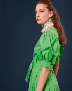 Femme Tara Jarmon Robes^Robe Coton Biologique en popeline verte