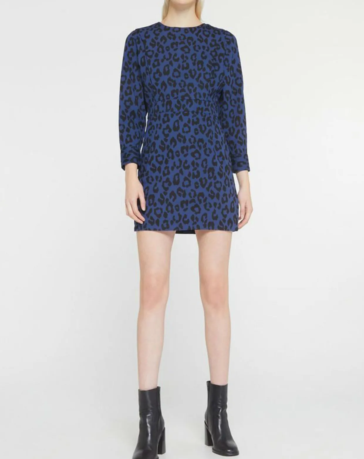 Femme Galeries Lafayette Robes^Robe court en Coton bio Clara imprimé léopard bleu/noir