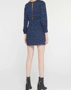 Femme Galeries Lafayette Robes^Robe court en Coton bio Clara imprimé léopard bleu/noir