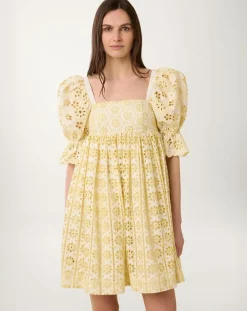 Robe courte Broderie blanc/jaune-Manoush Online
