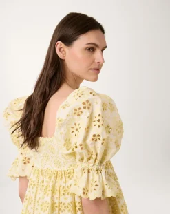 Robe courte Broderie blanc/jaune-Manoush Online