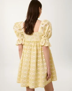 Robe courte Broderie blanc/jaune-Manoush Online