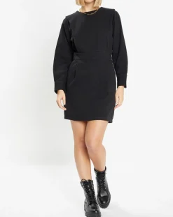 Robe courte en Coton bio Clara unie noire-Galeries Lafayette Hot