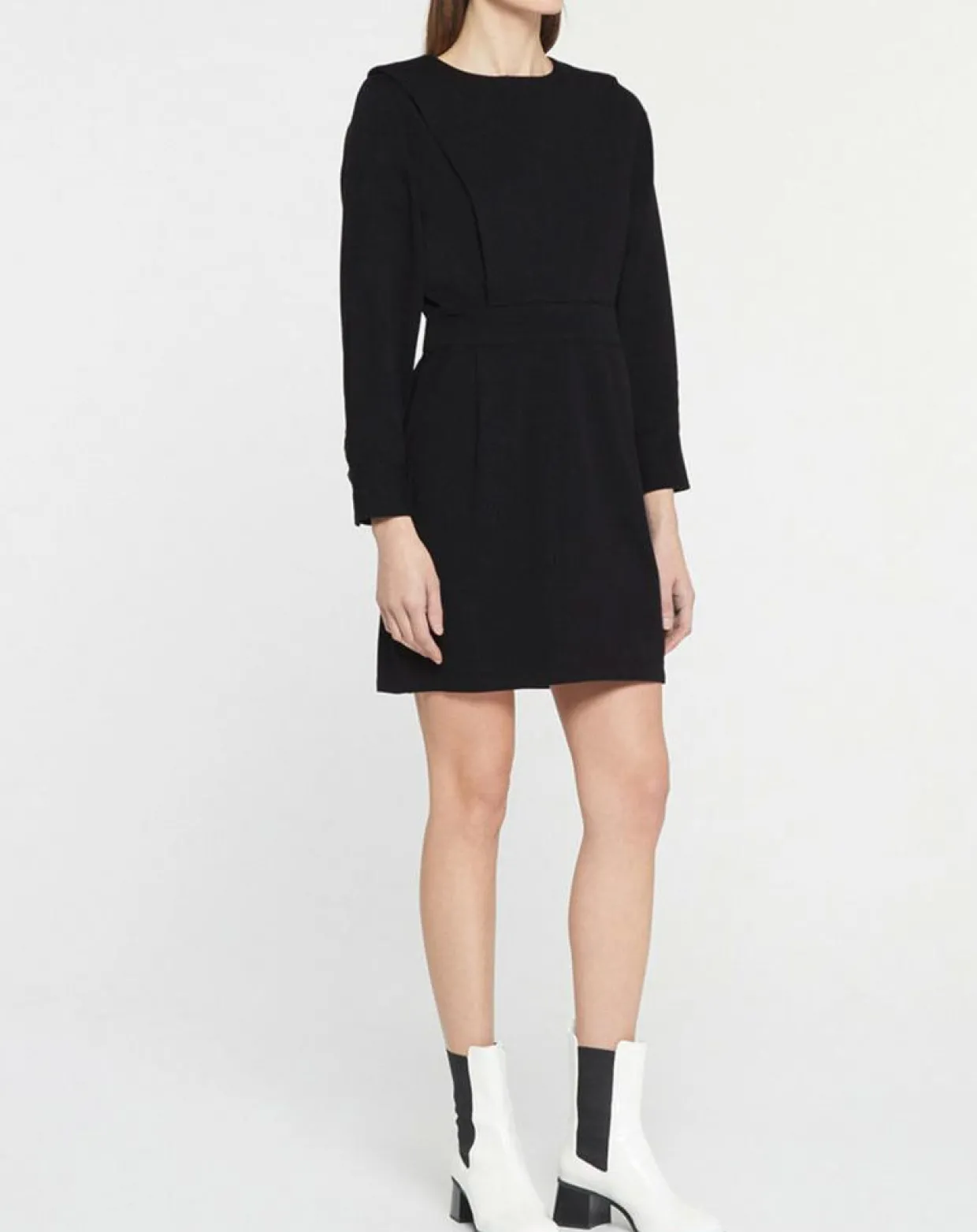 Robe courte en Coton bio Clara unie noire-Galeries Lafayette Hot