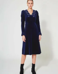 Robe courte en Velours Princesse encre-Manoush Clearance